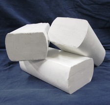 3 packs of folded paper towels, white, wrapped tightly
